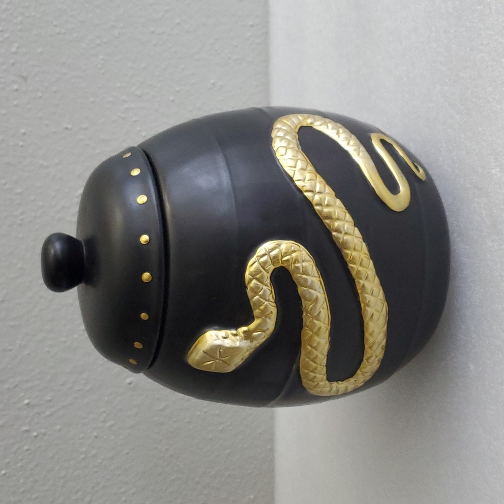 Black with Gold Snake Accent Tight Sealed Canister  By Global Design Concepts.